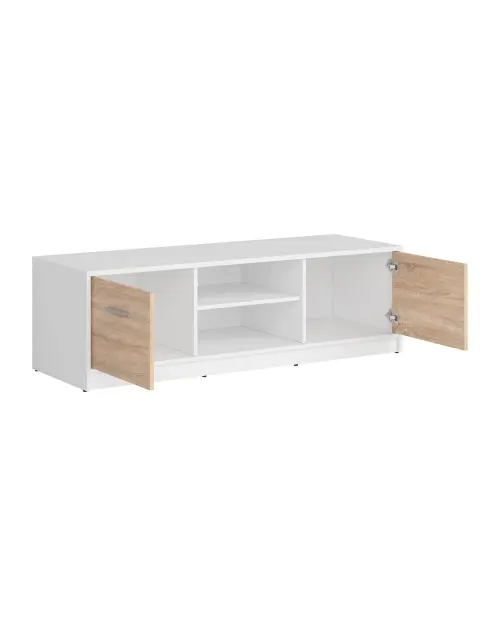 Mueble RTV Nepo Plus 138 cm con 2 puertas y estante blanco/roble sonoma