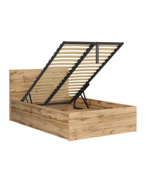 Cama Tetrix 120x200 con somier y contenedor roble wotan