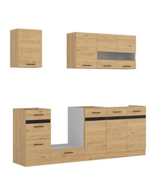 Conjunto de cocina Junona Line 220 cm roble bernstein