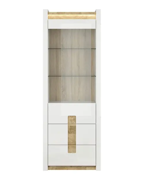 Vitrina Alameda 72 cm con puertas y 2 cajones blanco brillo