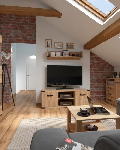 Mueble RTV Lara 150 cm con 2 puertas y estante fresno belarus