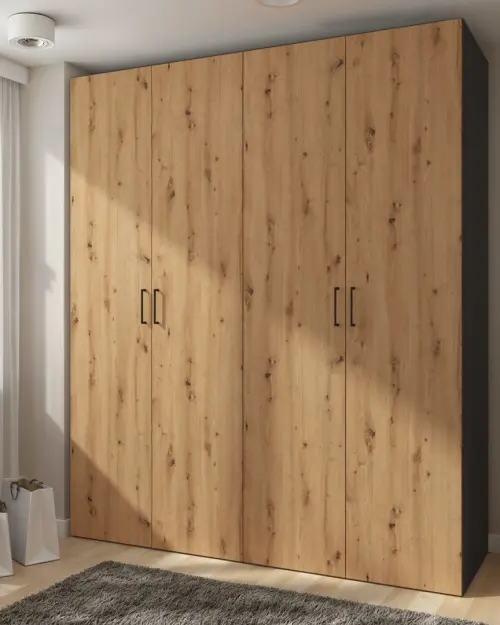 Szafa modułowa Flex 200 cm z 4 drzwiami grafit/dąb artisan