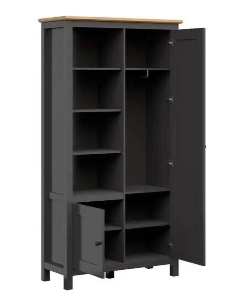 Estantería Hesen 106 cm con 2 puertas y 4 estantes grafito