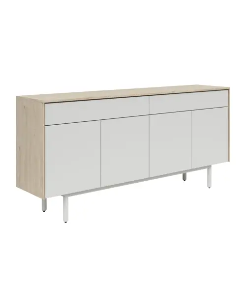 Cómoda Ema 180 cm con 4 puertas y 2 cajones jackson hickory/gris claro