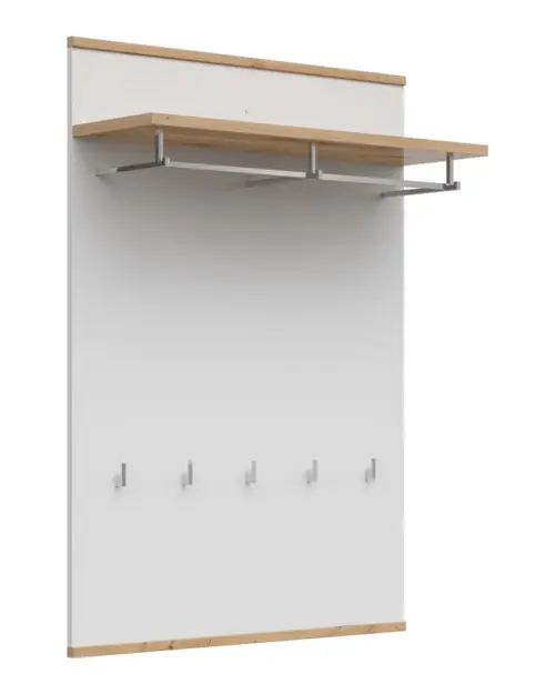 Perchero de pared Yamael para recibidor roble artisan/blanco