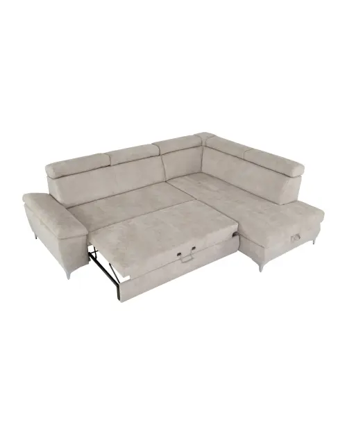 Right-hand corner sofa bed Raul with storage beige