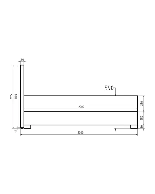 Cama continental Reve 140x200 con contenedor negra