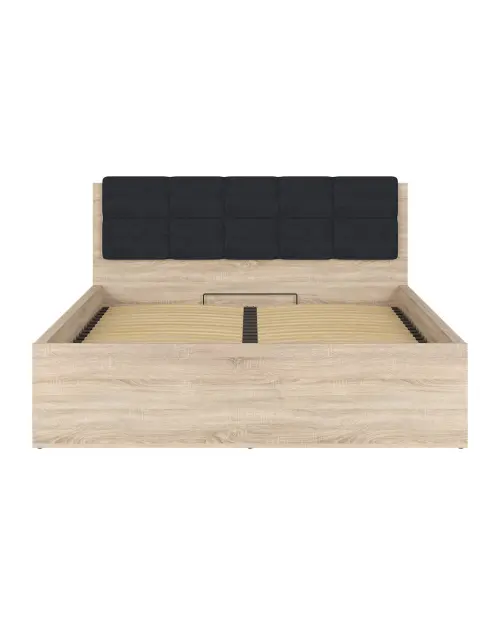 Cama Tetrix 160x200 con somier y contenedor roble sonoma