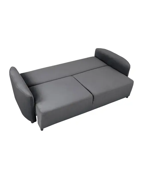 Sofá cama de tres plazas Akaro plegable con contenedor, terciopelo gris