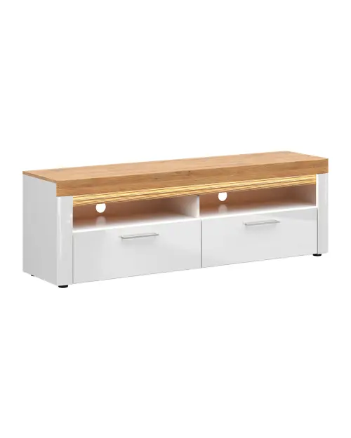 Mueble RTV Horton 166 cm con 2 cajones blanco/roble dorado grandson