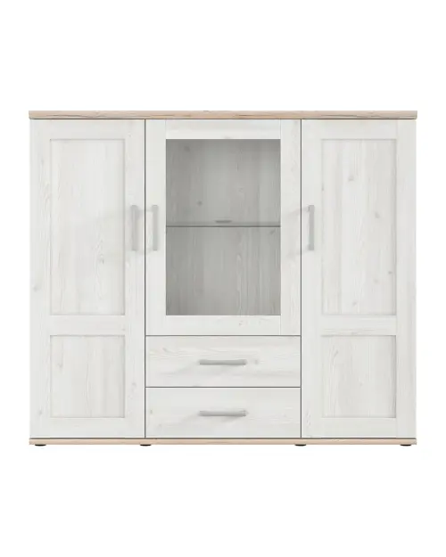 Vitrina Romance 156 cm con 3 puertas y 2 cajones alerce sibiu claro