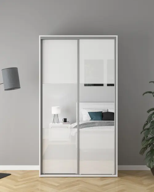 Шкаф-купе Flex 120 см с зеркалом белый глянец
