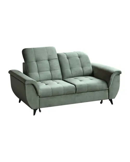 Sofá de dos plazas Doria con arcón de terciopelo verde
