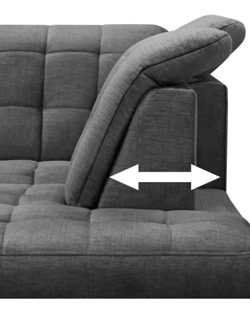 Угловой диван правосторонний Aragon раскладной с регулируемым подголовником и сиденьем серый