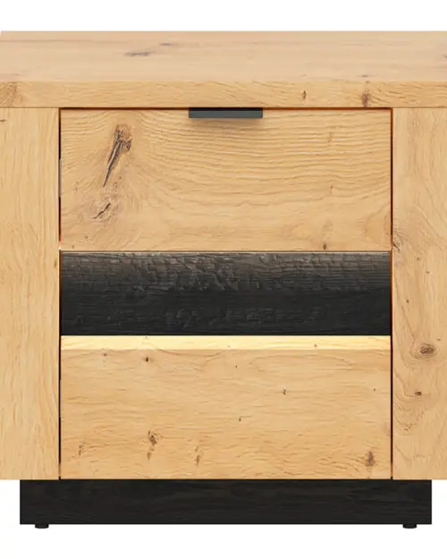 Mesita de noche Ostia 54 cm con cajones roble artisan/roble negro