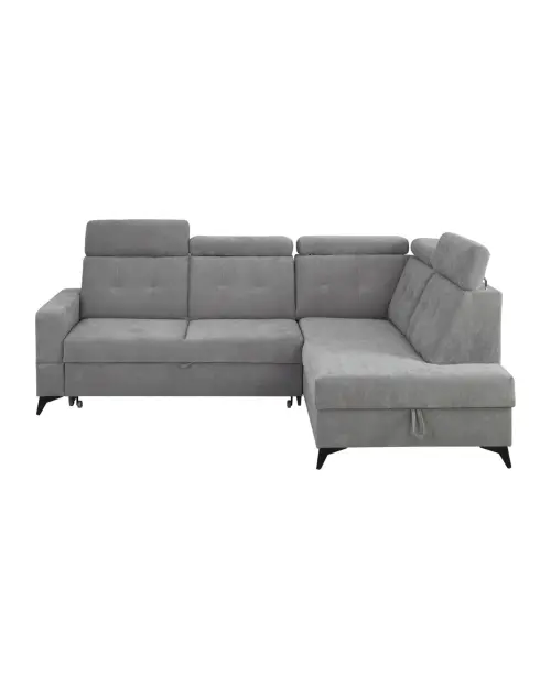 Sofá rinconera derecha Amado convertible con arcón gris