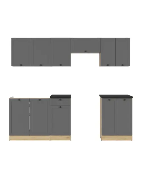 Conjunto de cocina Junona Line 240 cm grafito con encimera