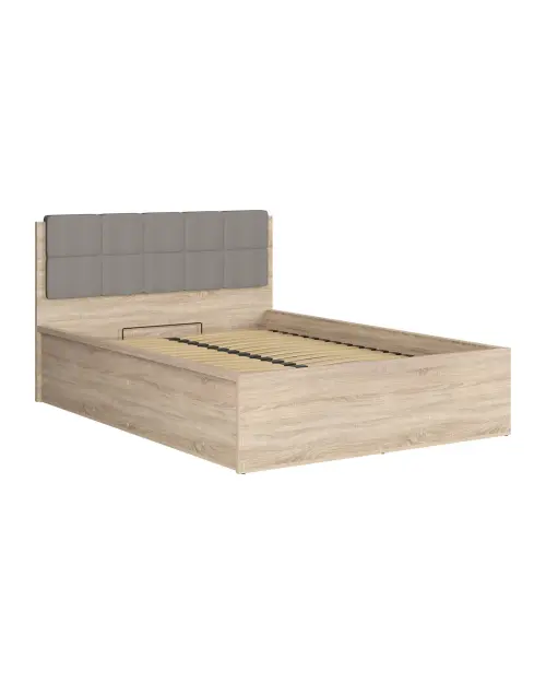 Cama Tetrix 140x200 con somier y contenedor roble sonoma