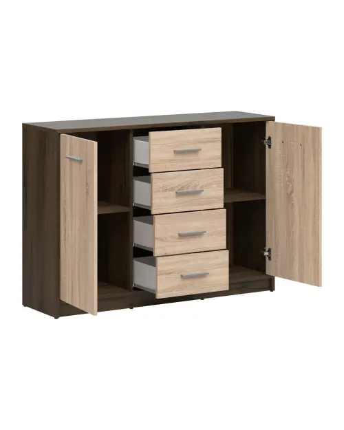 Cómoda Nepo Plus 119 cm con 2 puertas y 4 cajones roble noble/roble sonoma