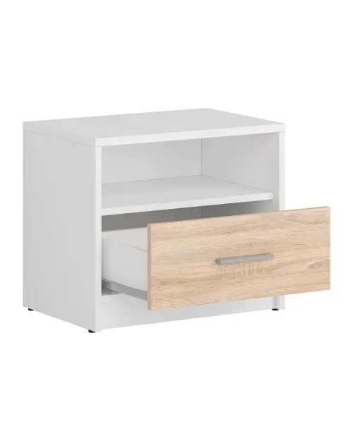 Mesita de noche Nepo Plus 49 cm con cajón blanco/roble sonoma