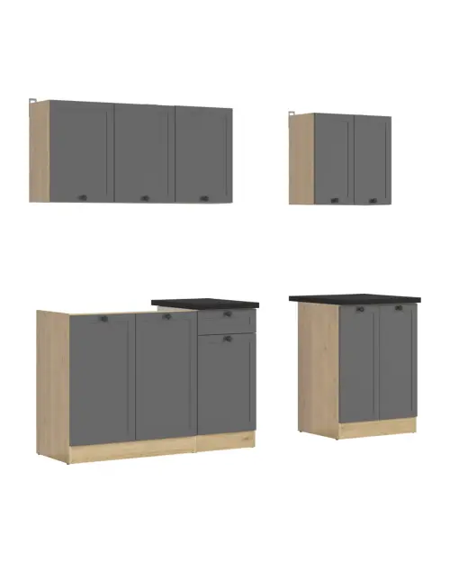 Conjunto de cocina Junona Line A 180 cm grafito con encimera