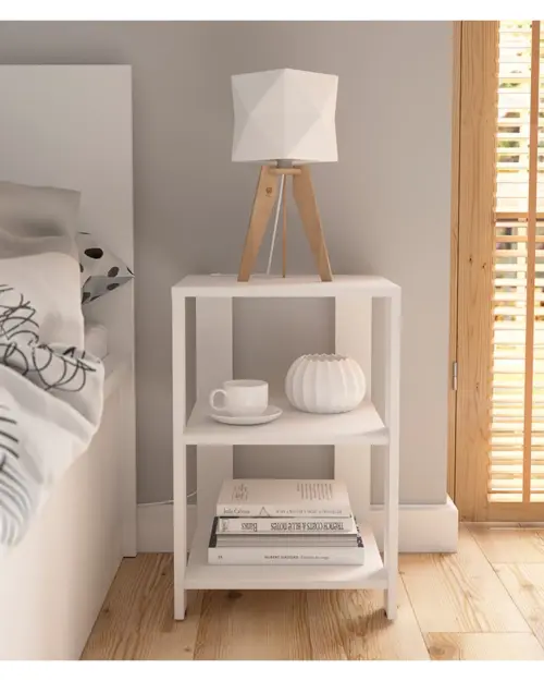 Mesa rectangular Neno 35x37 con estantes blanca