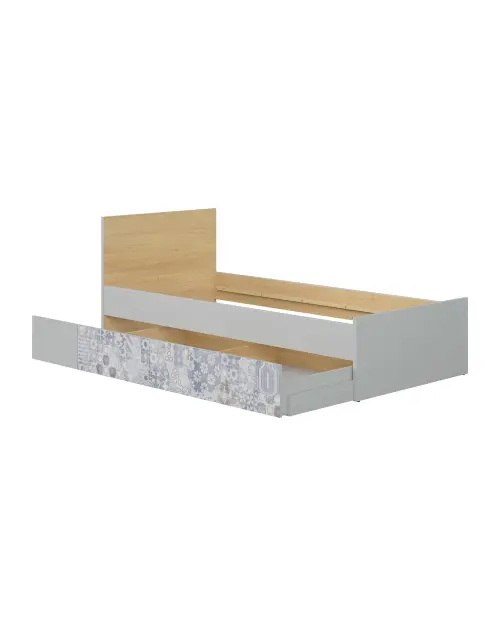 Cama Nandu 90x200 gris claro/roble polaco