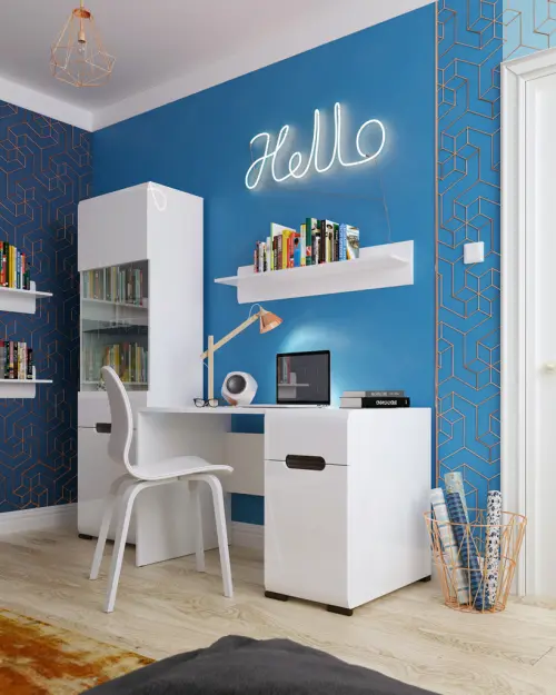 Escritorio Azteca Trio 120 cm con puertas y cajones blanco