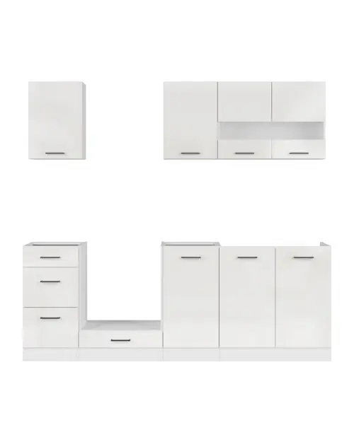 Conjunto de cocina Junona Line 220 cm tiza brillo