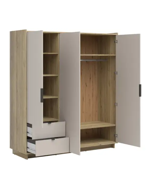 Шкаф трехдверный Dalva 180 см с 2 ящиками дуб маувелла/кашемир