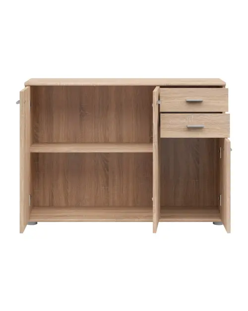 Cómoda Noeda 106 cm con 3 puertas y 2 cajones roble sonoma