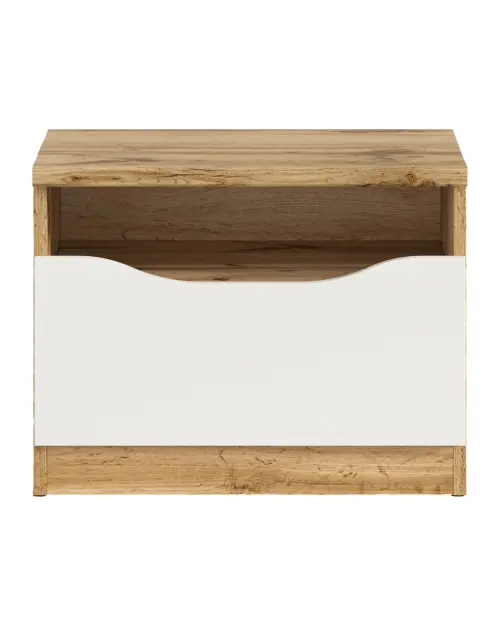 Mesita de noche Nuis 50 cm con cajón roble wotan/blanco brillo