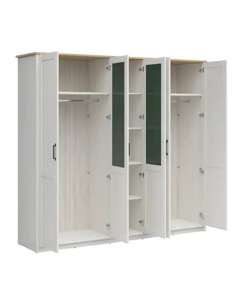 Armario de cinco puertas Loksa con 5 puertas y espejo pino andersen blanco