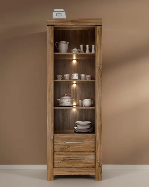 Estantería Gent 68 cm con 2 cajones y 4 estantes roble stirling