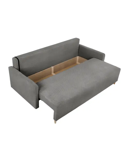 Sofá de tres plazas Sigma convertible con arcón gris