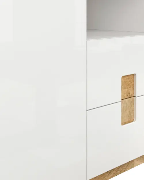 Armario de dos puertas Alameda 102 cm con cajones blanco brillo/roble westminster