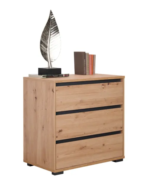 Cómoda Line con 3 cajones roble artisan