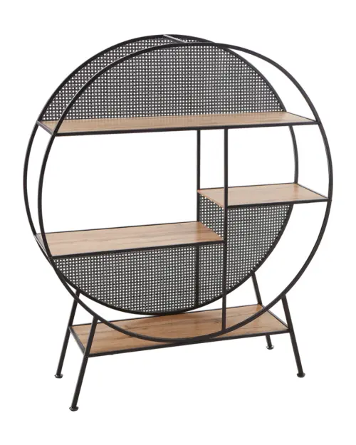 Estantería Leon 110 cm redonda con 4 estantes negra