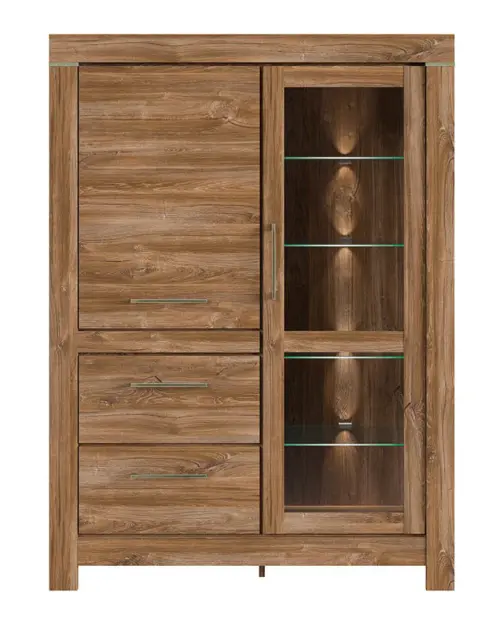 Vitrina Gent 115 cm con 2 puertas y 2 cajones roble stirling