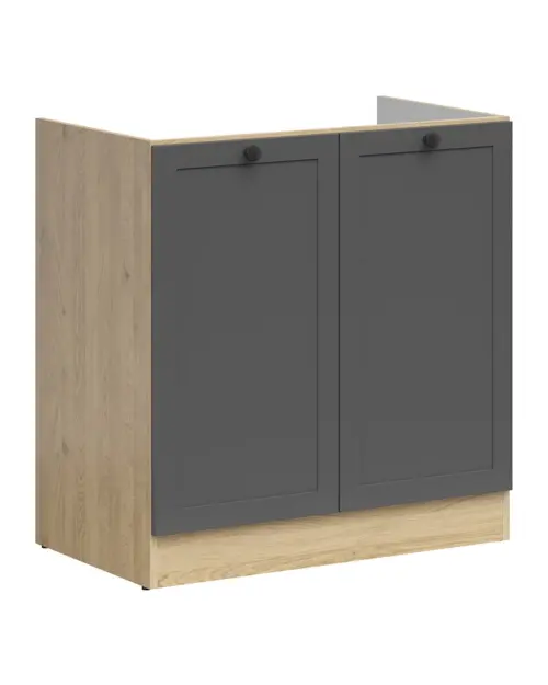 Mueble de cocina bajo fregadero Junona Line 80 cm con 2 puertas roble bernstein/grafito