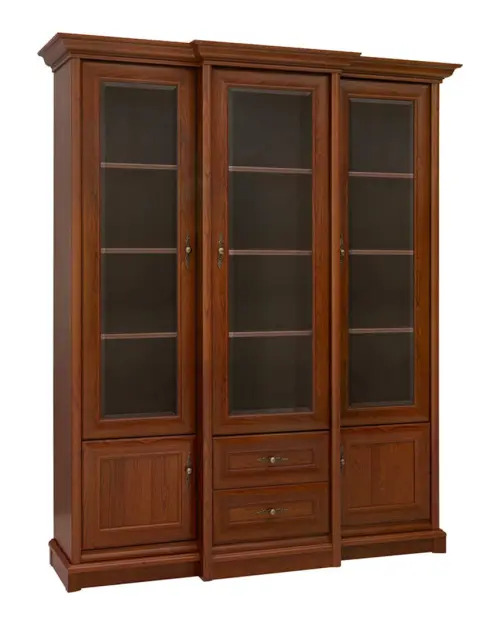 Vitrina Kent 168 cm con 5 puertas y 2 cajones castaño