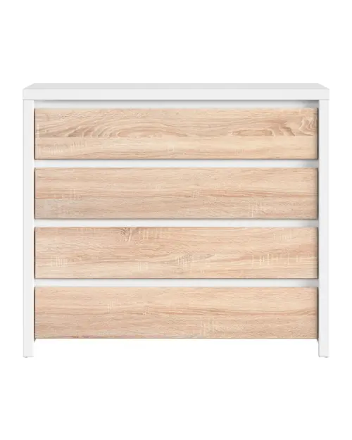 Cómoda Kaspian con 4 cajones roble sonoma/blanco