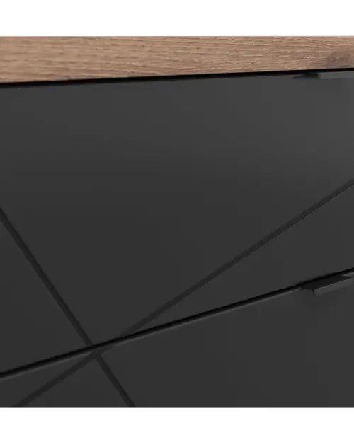 Mueble RTV Forn 156 cm con 2 cajones y estante roble delano oscuro/negro