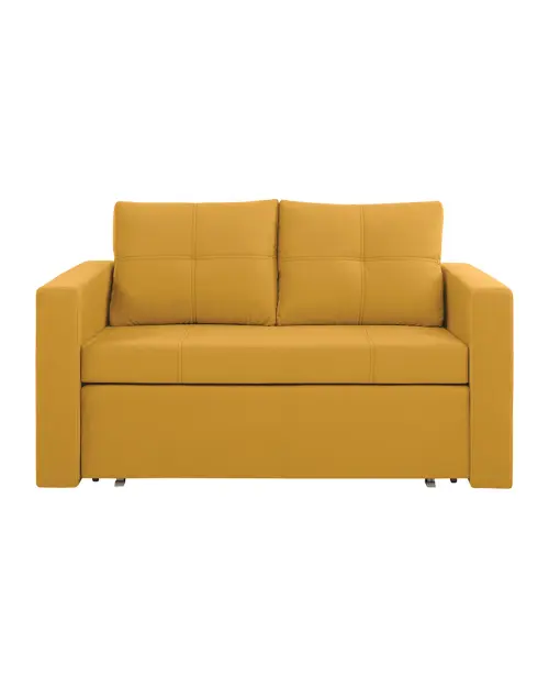 Two-seater sofa bed Bunio III with storage yellow