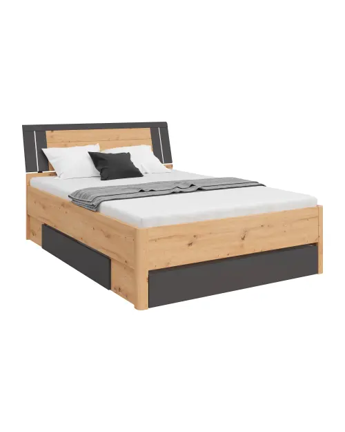 Cama Saturn 140x200 con 3 cajones roble artisan/grafito