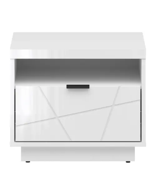 Mesita de noche Forn 50 cm con cajón blanco alto brillo
