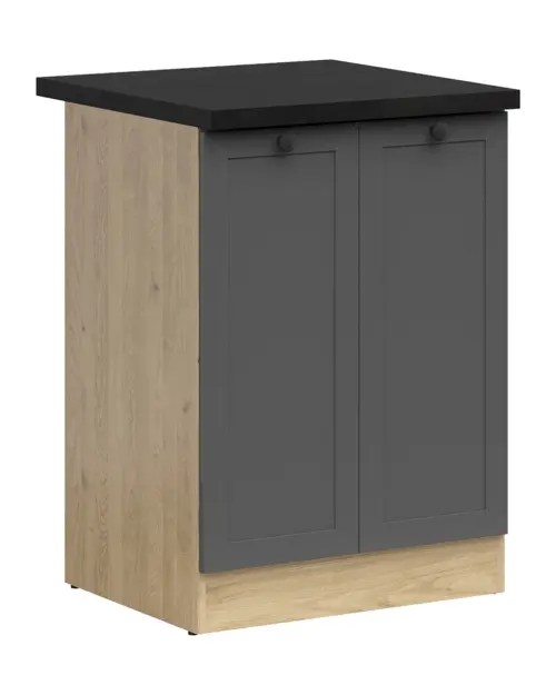 Mueble bajo de cocina Junona Line 60 cm de dos puertas grafito con encimera