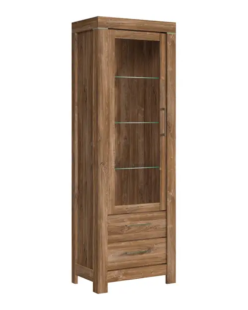 Vitrina Gent 68 cm con puertas y 2 cajones roble stirling