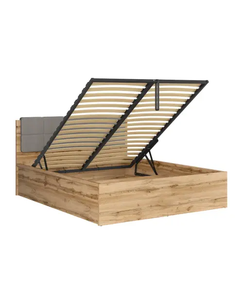Cama Tetrix 160x200 con somier y contenedor roble wotan