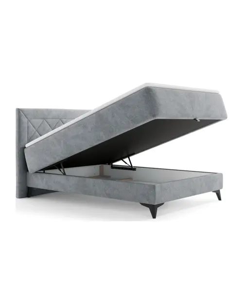 Łóżko kontynentalne Zalea 120x200 z pojemnikiem szare